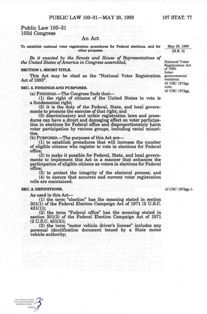 Shilohmarx's tweet photo. Bill Clinton signed the National Voter Registration Act into law.

Prohibiting the federal voter registration application from requiring proof of citizenship. 

The SAVE America Act amends the National Voter Registration Act. https://t.co/z4DWwh1LXg