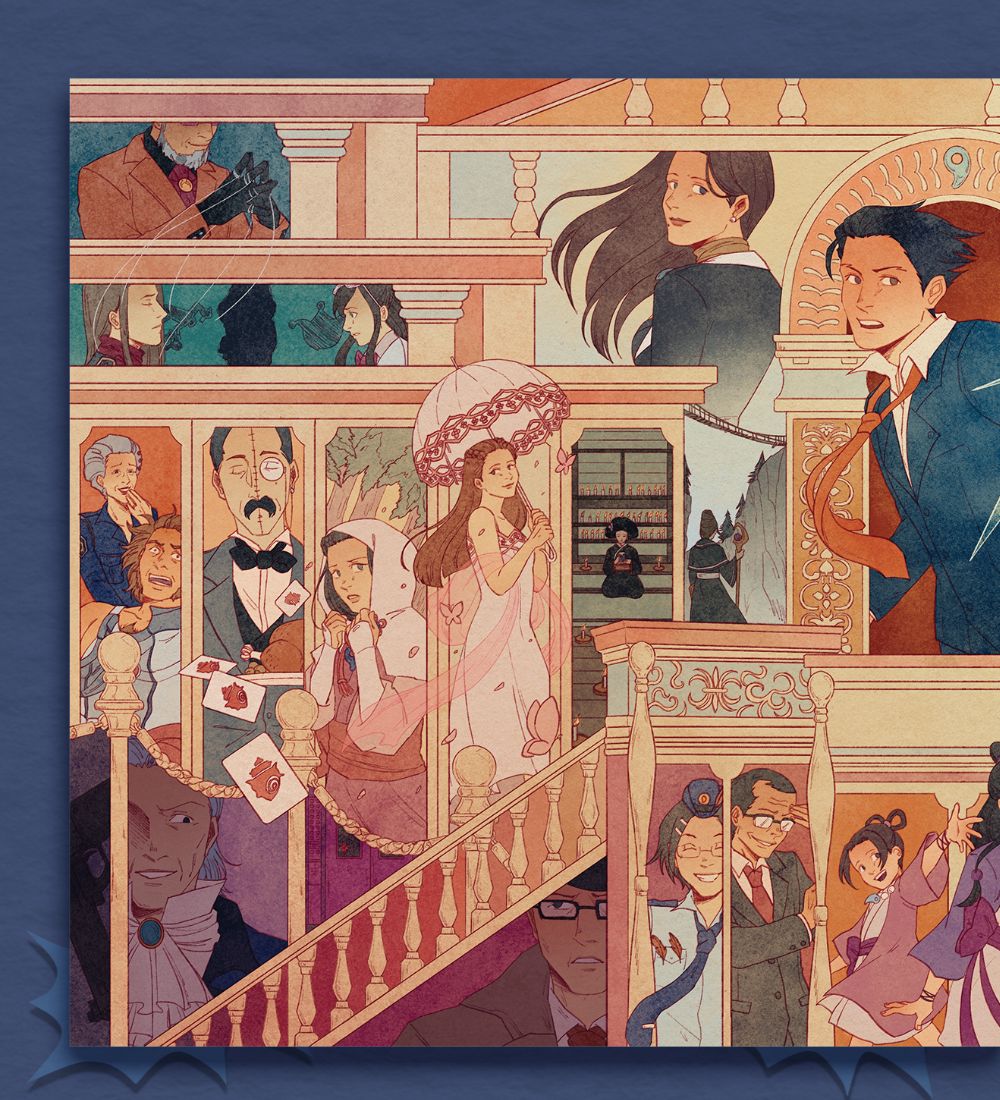 AATrilogyZine's tweet photo. ⚖️COVER REVEAL⚖️  
The Judge determined this crucial evidence must be shared immediately- our cover, illustrated by @riotbones ! Swipe to see the full spread!
#aceattorney https://t.co/L73FRb4v6Q