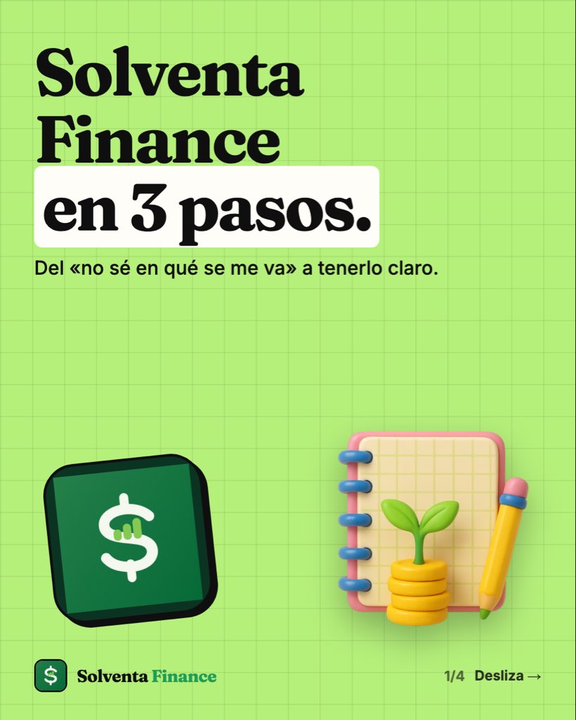 solventafinance's tweet photo. 📲 Solventa Finance en 3 pasos:
1. Da de alta tus cuentas y captura el saldo, sin conectar tu banco.
2. Anota lo que entra y lo que sale.
3. Ponle fecha a tus deudas y metas, y mira tu patrimonio neto crecer.

Gratis en App Store y Google Play.
#solventafinance https://t.co/AbYGpJ1ZG4