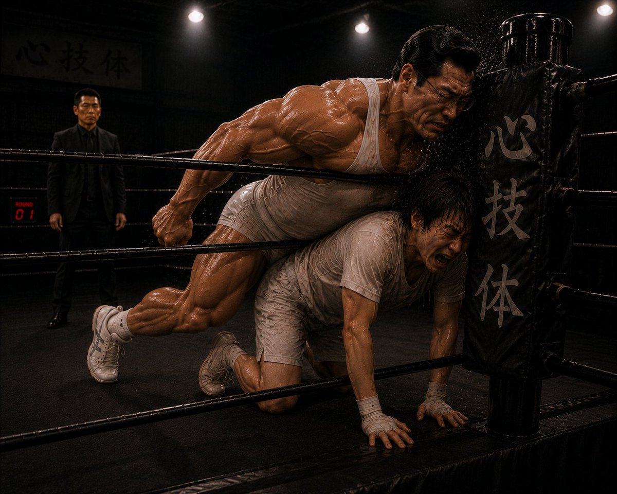 barukimuscle's tweet photo. 社長　ボツ　
生成過程で出来てしまったボツ画像・動画です。
＃AI ＃筋肉　＃プロレス https://t.co/AcMrfoZpxB