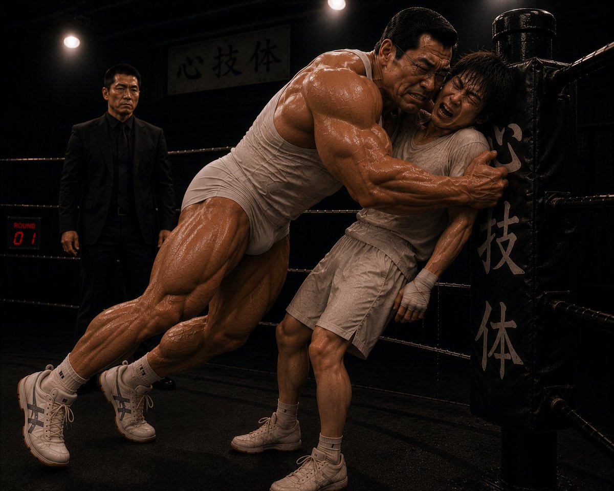 barukimuscle's tweet photo. 社長　ボツ　
生成過程で出来てしまったボツ画像・動画です。
＃AI ＃筋肉　＃プロレス https://t.co/AcMrfoZpxB