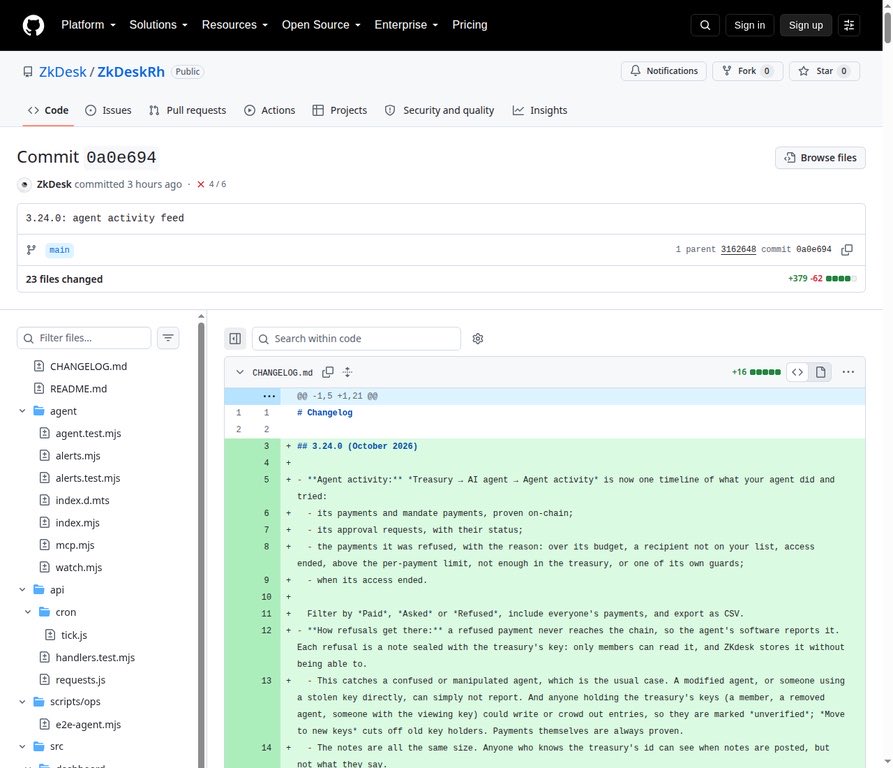 ZkDesk's tweet photo. ZKdesk 3.27 hardens private pay per call.

Each challenge is bound to one API, price, host, method, and path. A cheap call cannot unlock a premium endpoint.

If a paid request fails, the agent retries it without paying twice. https://t.co/ejbf5TB6LQ
