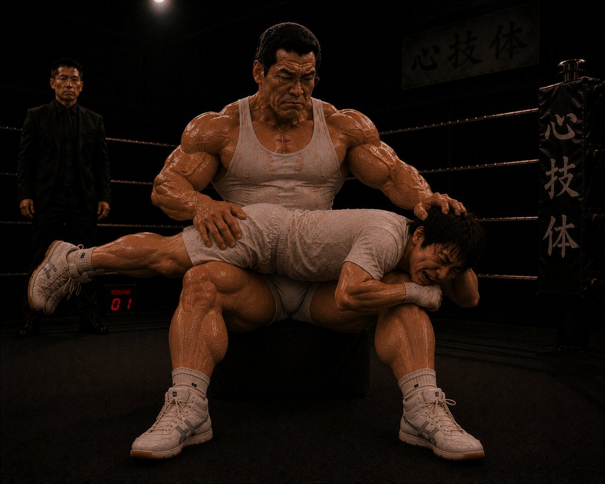 barukimuscle's tweet photo. 社長　ボツ　
生成過程で出来てしまったボツ画像・動画です。
＃AI ＃筋肉　＃プロレス https://t.co/AcMrfoZpxB