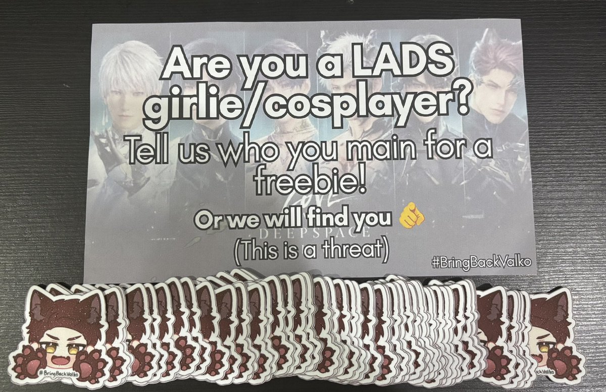 juchan1006's tweet photo. Me and @lili_lixia will be going! We’ll be giving away some Valko stickers for LADS girlies and cosplayers throughout the day ✨

If you’d like one, please look for me with an itabag with this print in it!

#CosplayMania2026 #BringBackValko https://t.co/EkO78DDVu8