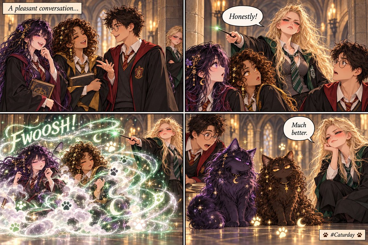 AquariaCelestia's tweet photo. A little Transfiguration practice for #Caturday

#Malfoid #CaturdayEve
#HarryPotter #DracoMalfoy #Transfiguration #Hogwarts https://t.co/9uFaHSdTwz
