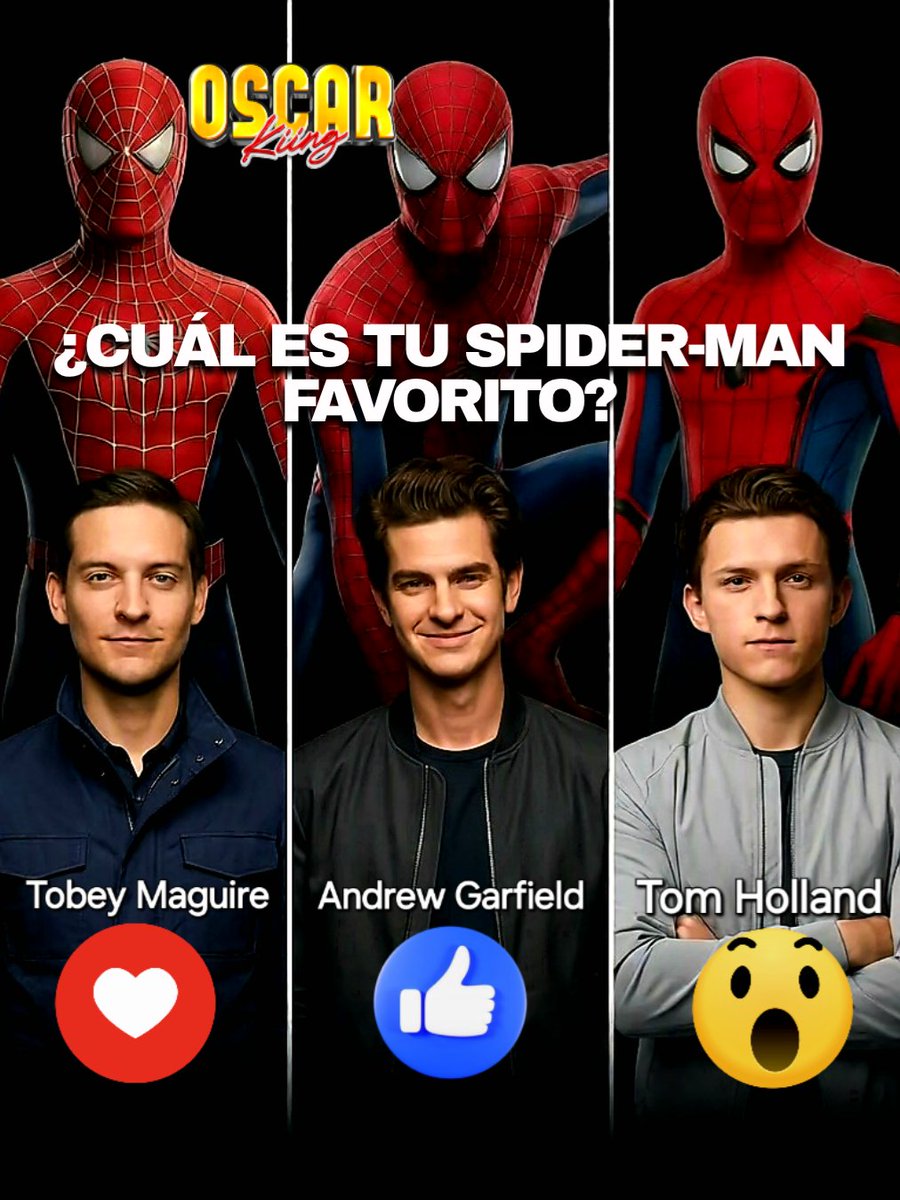 oscar_kiing110's tweet photo. ¡LA PREGUNTA QUE DIVIDE A TODO EL FANDOM! 🕷️
¿CUÁL ES TU SPIDER-MAN FAVORITO?
❤️ Tobey Maguire
👍 Andrew Garfield
😮 Tom Holland
Solo puedes elegir uno.
Yo empiezo en los comentarios 👇
#SpiderMan #TobeyMaguire #AndrewGarfield #TomHolland #Marvel #MCU https://t.co/4exnHnhbNg
