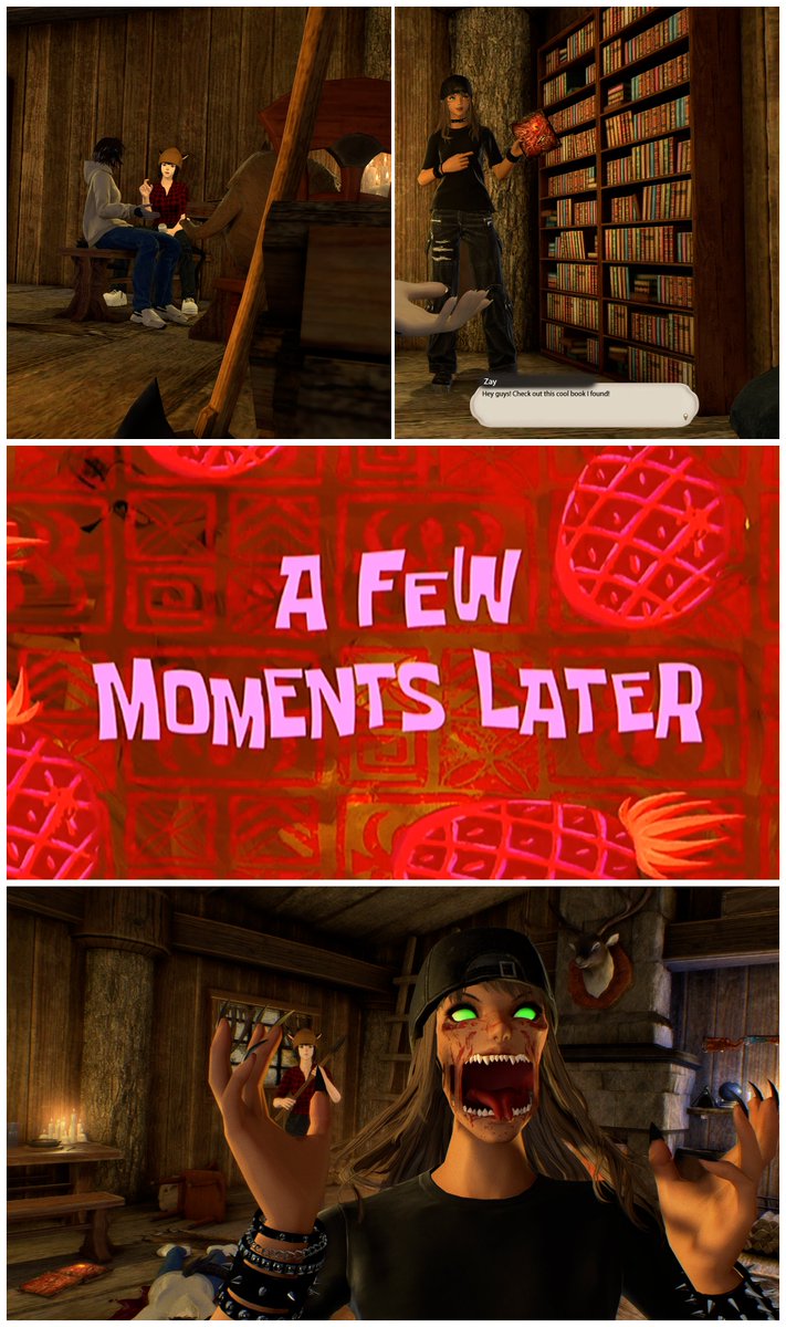 Zay_Metalcat's tweet photo. moral of the story: never read books bound in human flesh you find in an abandoned cabin out in the woods 📔😈😱 #gposers #gpose #ffxiv https://t.co/azdCgDcxHY