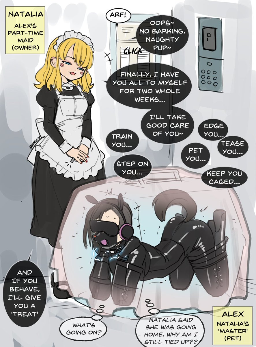 alex_comms's tweet photo. Natalia volunteer's to take care of Alex's dog while he is on vacation~ So nice!
... but Alex doesn't have a dog?
Art by the great @EUDETENIS https://t.co/a7FsABt1r7