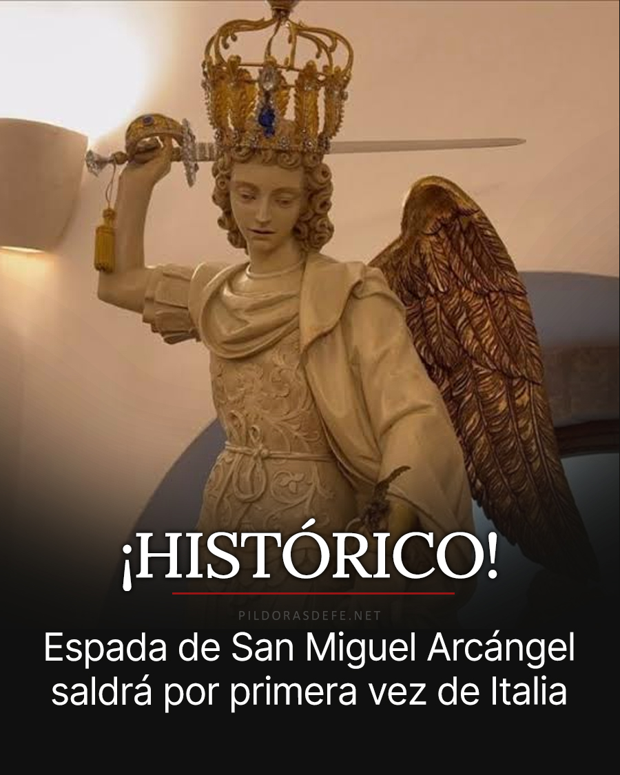 Pildorasdefe's tweet photo. ¡LA ESPADA SALE DE ITALIA!
Por primera vez, la espada de San Miguel Arcángel sale de Italia. Llegará a Paraguay y permanecerá allí del 9 al 19 de octubre de 2026.

Viene del santuario de Monte Sant’Angelo, en el Gargano, la gruta donde la tradición sitúa las apariciones de San Miguel Arcángel, el príncipe de la Milicia Celestial.

El viernes 9, a las 19:00, en la catedral de Asunción, habrá un rito de consagración de las familias y de la nación, con el presidente y la primera dama.

El cardenal Adalberto Martínez Flores lo recibió como un signo de custodia para el pueblo paraguayo. Diez días, y después la espada vuelve a su gruta.

Si San Miguel pasara por tu casa, ¿Qué le pedirías que custodiara?

🙏