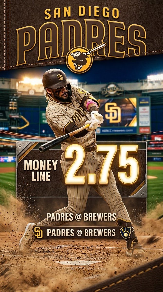 ch3ckpicks's tweet photo. ⚾️PADRES-BREWERS
💻MLB 🇺🇸
🎯 San Diego Padres ML
🧭 10/03/26
💰2.75
#GamblingX #mlb #freepicks #mlbplayoff #fightforthefaithful #thisismycrew #mlbsaturday #mlbdivisionseries https://t.co/6Wr3M1lqn2