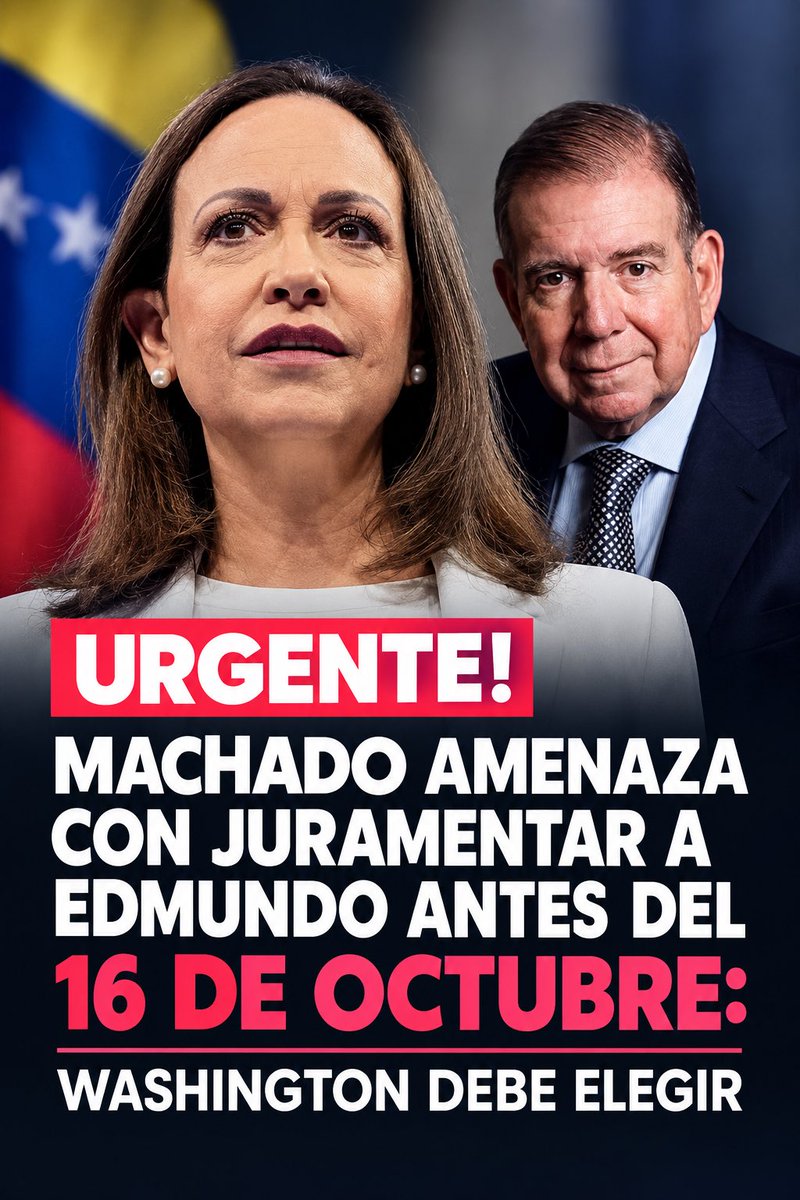 ParecenNoticias's tweet photo. URGENTE! MACHADO AMENAZA CON JURAMENTAR A EDMUNDO ANTES DEL 16 DE OCTUBRE: WASHINGTON DEBE ELEGIR https://t.co/grABfk3qFB