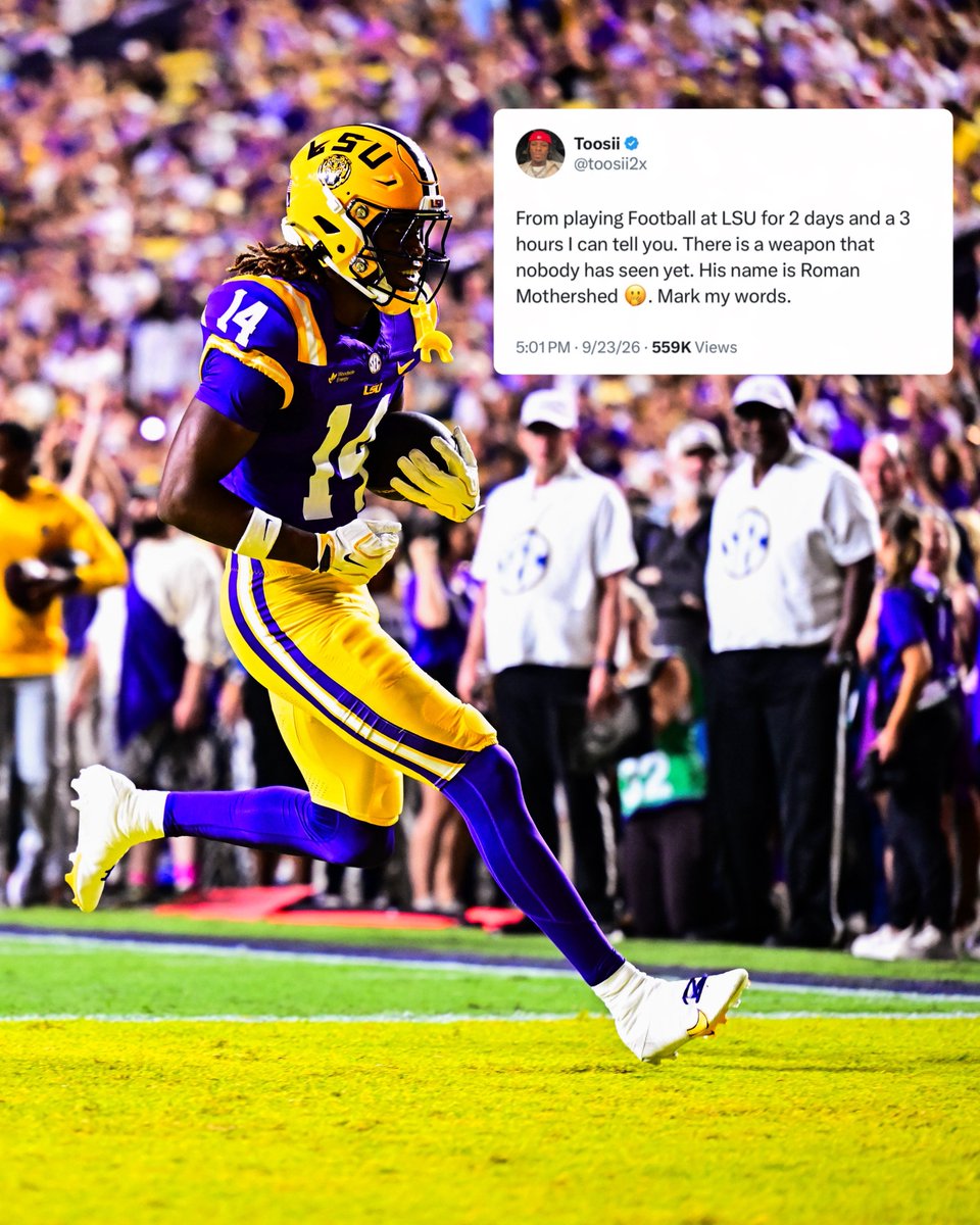 LSUfootball's tweet photo. Toosii tried to tell y'all 

@toosii2x https://t.co/1ZogY2D0JF