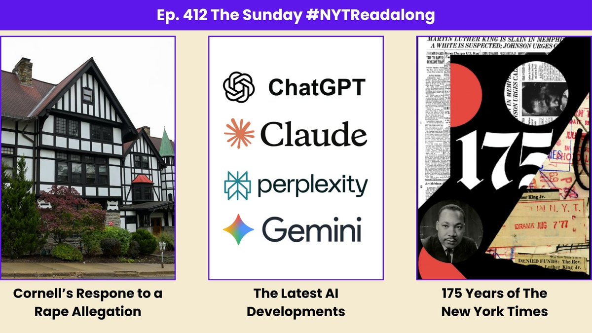 neilparekh's tweet photo. 2/x We have #GiftLinks and PDFs on our website to a number of articles related to #Cornell, #AI and #NYT175 at https://t.co/03HgCqWTbF
The pdfs are courtesy of @TomJolly @WayneKamidoi and Mike Connors. @DavidJShipley is leading the NYT’s 175 coverage.
Special shout-out to the journalists and editors of the @CornellSun. Thank you for your work on this story.
Join me and @Sree for The Sunday #NYTReadalong at 8:30am ET on @Sree’s FB, TW, LI, YT, my IG and the @Digimentors website.