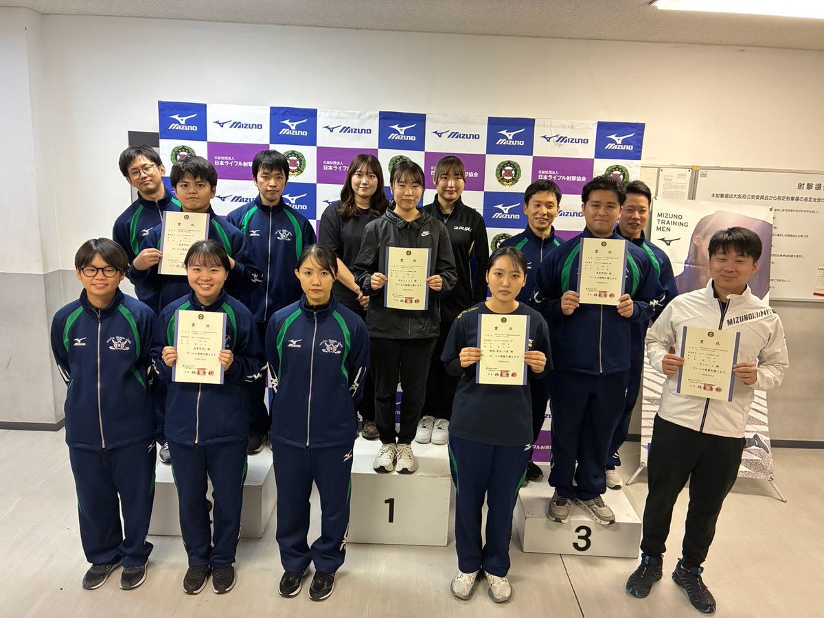 riflesports_jp's tweet photo. 2026年度全日本スポーツ射撃選手権大会
オリパラ共生大会
10月3日　50mライフル60発団体
優勝　わんショット
（野畑美咲・田邉伶奈・平田しおり）
2位　体育学校A
（遠藤雅也・花川直樹・島田敦）
3位　体育学校C
（古関賢登・清水彰人・以西鷹一郎） https://t.co/QdVDuHDgKL