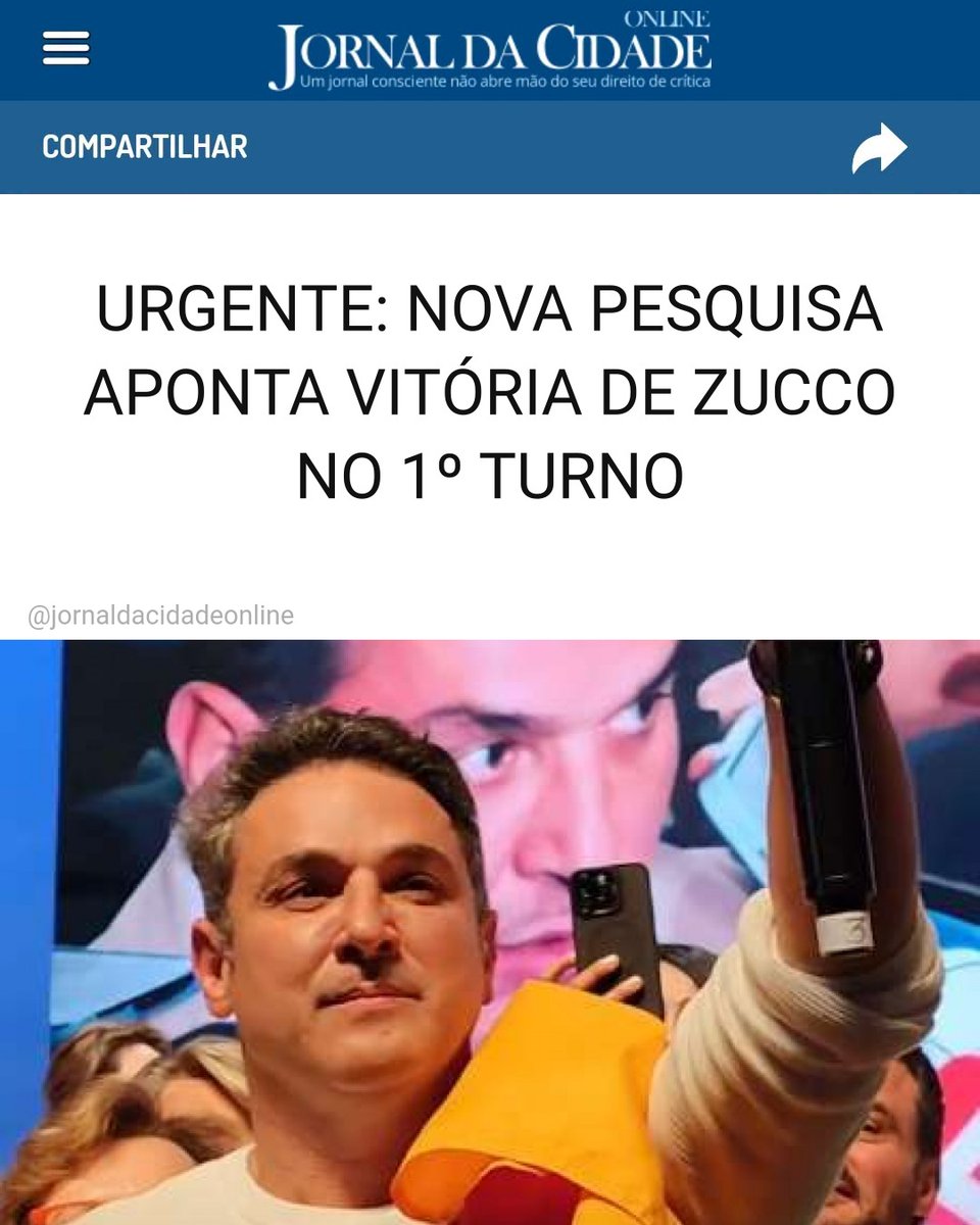 JornalDaCidadeO's tweet photo. URGENTE: NOVA PESQUISA APONTA VITÓRIA DE ZUCCO NO 1º TURNO

Pesquisa Quaest divulgada neste sábado (3), na véspera do primeiro turno, mostra Luciano Zucco (PL) na liderança da corrida pelo governo do Rio Grande do Sul. O candidato aparece com 52% dos votos válidos, enquanto Juliana Brizola (PDT) registra 35%. Gabriel Souza (MDB) tem 12%, e Marcelo Maranata (PSDB) aparece com 1%.

Na sequência, Cesar Pontes (PCO), Priscila Voigt (UP) e Rejane de Oliveira (PSTU) registram 0% dos votos válidos. Com o percentual apresentado pela pesquisa, Zucco aparece numericamente acima do patamar necessário para encerrar a disputa já no primeiro turno, embora o resultado oficial dependa dos votos efetivamente registrados nas urnas.

O levantamento foi encomendado pelo Grupo RBS e ouviu 2.004 eleitores com 16 anos ou mais entre os dias 2 e 3 de outubro. A margem de erro é de dois pontos percentuais, para mais ou para menos, com nível de confiança de 95%. A pesquisa está registrada na Justiça Eleitoral sob o número RS-08922/2026.

Matéria do Jornal da Cidade Online