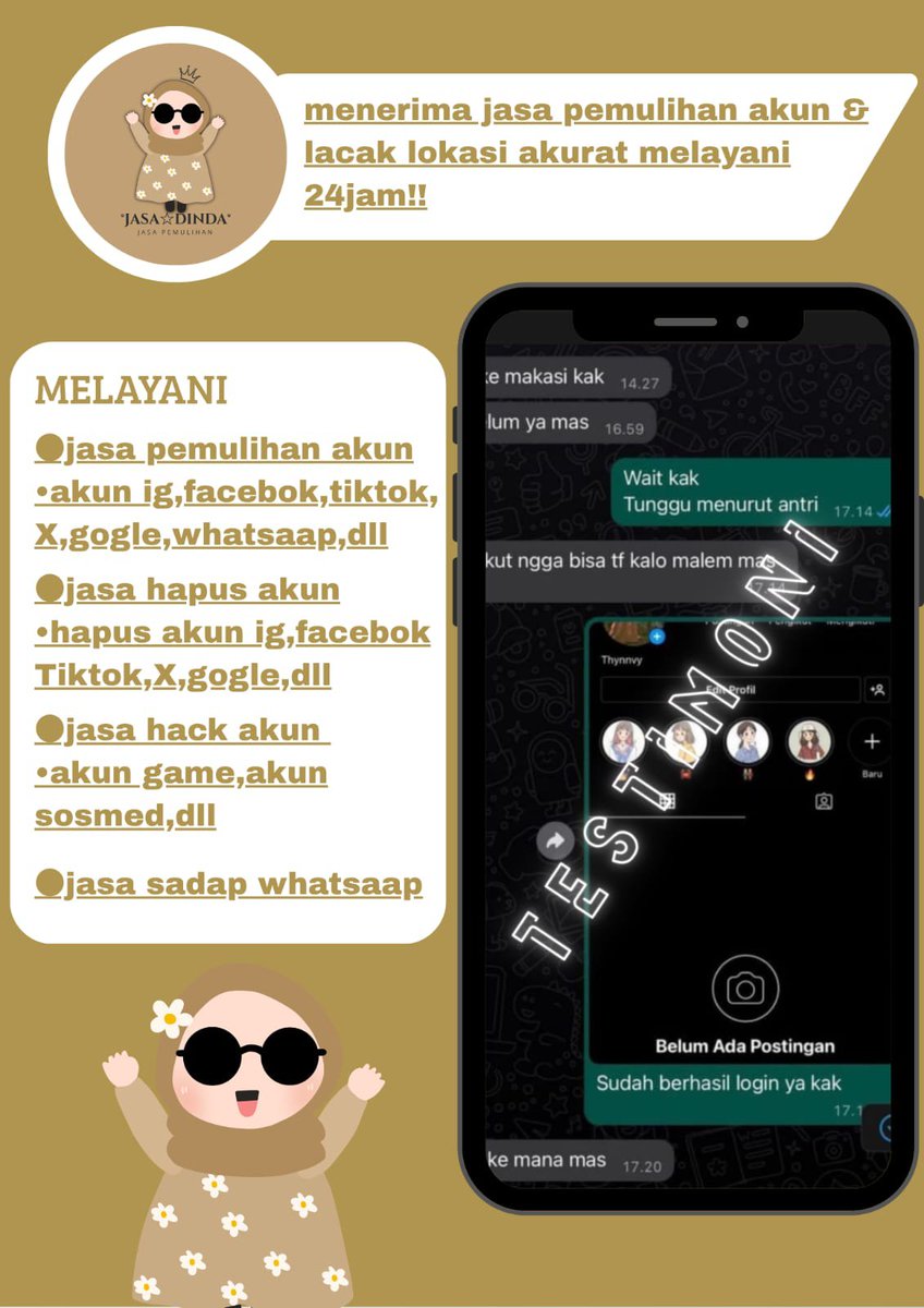 qmhxx's tweet photo. Sadap WhatsAp &amp; Lacak lokasi.🤎

✧˚ Jasa Pemulihan Akun
- instagram, tiktok, whatsapp, line, facebook, x, gmail, telegram dan lain”

✧˚ Jasa Hapus Akun
- facebook, tiktok, instagram, line, whatsapp, twitt / x, dan lain”

Konsultasi?? Silahkan klik wa di bio ya🤎
#zonauang https://t.co/3Qiv2j41DY
