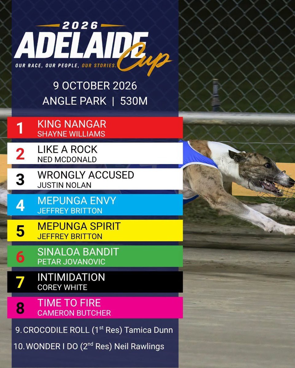 TheDogsSA's tweet photo. π₯ THIS IS ITπ₯
The TAB Adelaide Cup boxes are set and we are in for a HUGE night of racing!
Who are you cheering for?
#weloveourdogs #Adelaidecup #greyhoundracing #greyhounds #racing #group1 https://t.co/g5w7Fhdi3Z