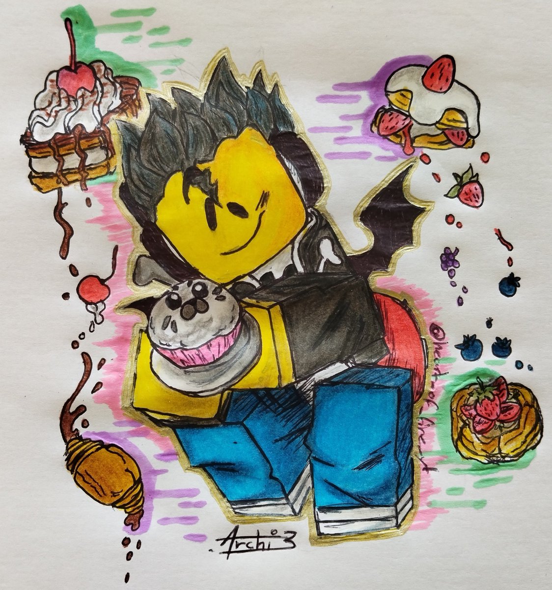 heart_is_here__'s tweet photo. Using my new OCs for Inktober!! 

Today Miller in...

Day 1-2 
Pastry 🍰

All credits to the creator from the prom list for this year.

#inktober #oc #robloxartㅤ https://t.co/53whVWANqe