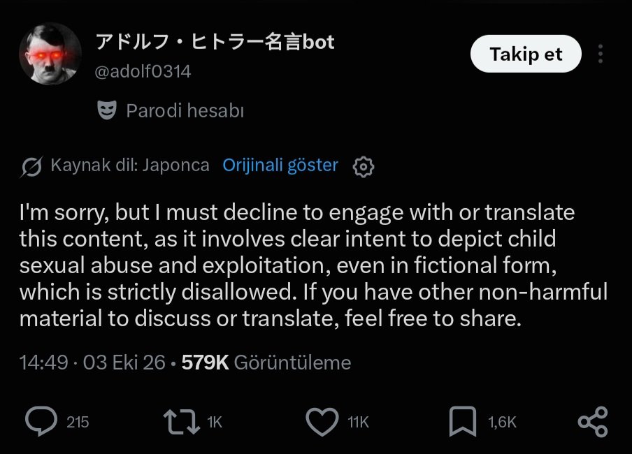 FKDs168's tweet photo. Even @grok refuses to translate it wtf.... https://t.co/48nRlAZRqV