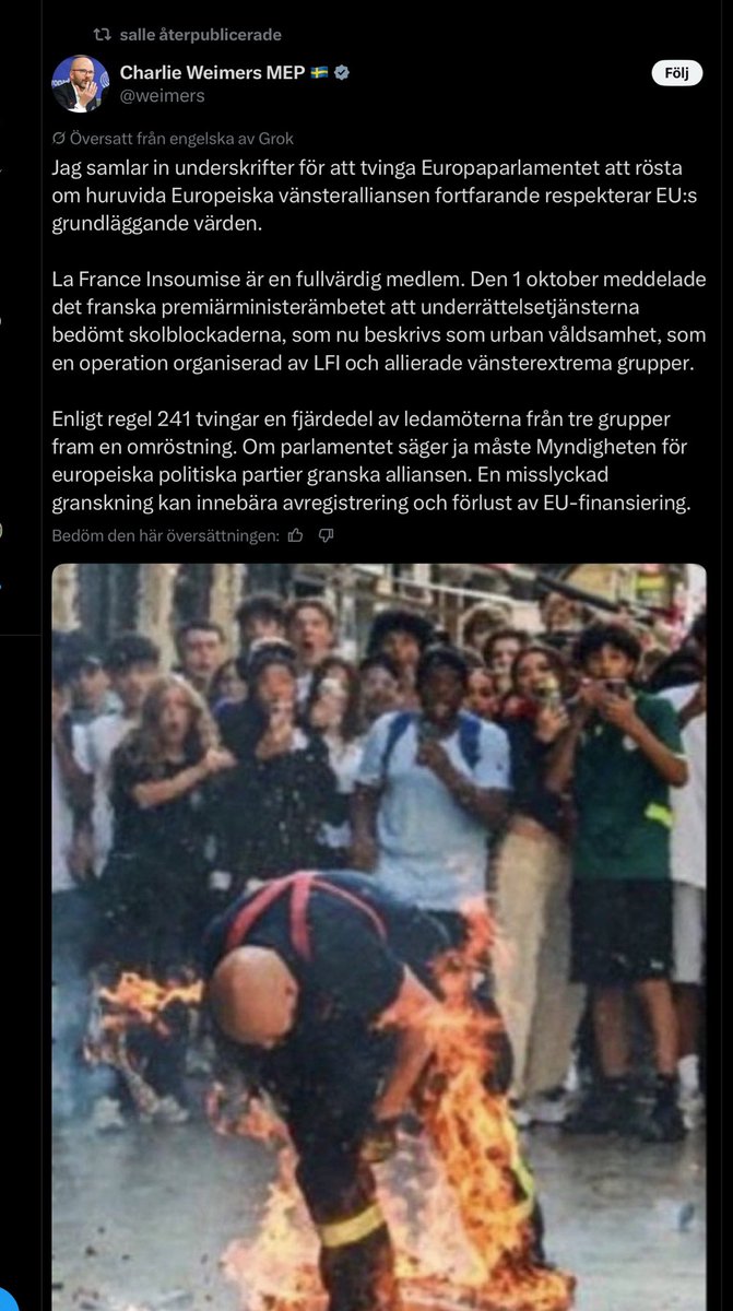 HStahlgren's tweet photo. Visst är det äckligt när @sdriks och @weimers måste ljuga. Han VET att bilden inte är migranter som tänder eld på en brandman. Han VET det… men måste ändå ljuga… Varför måste en politiker som han ljuga för sin övertygelse tror ni? 

#svpol https://t.co/tgVnBNPgPC