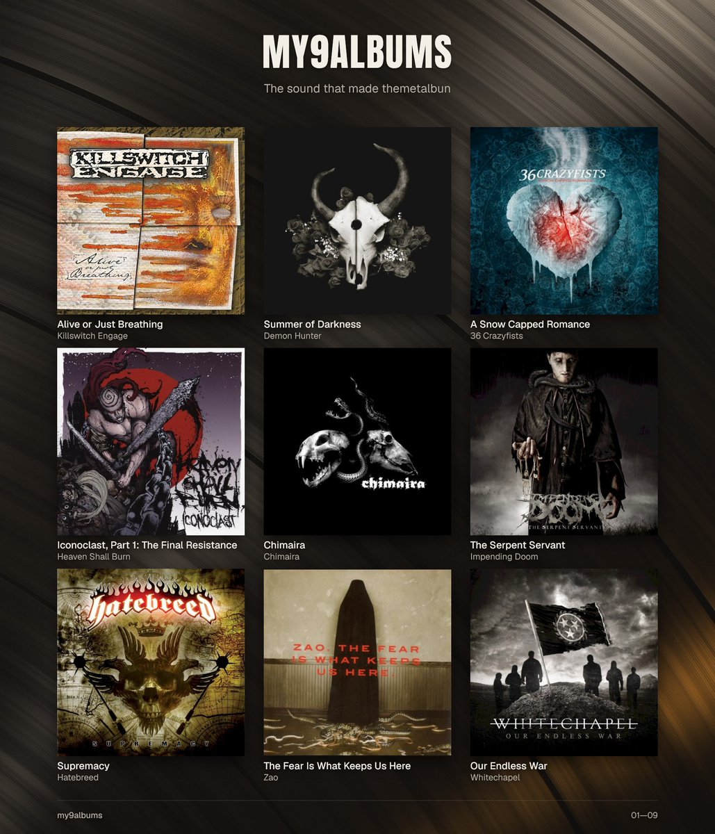 themetalbun's tweet photo. If y'all ever wondered what albums influenced me a ton, here's the top 9! https://t.co/mVZGC1R4fv