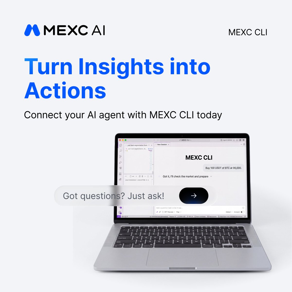 MEXC's tweet photo. Swipe to see how MEXC CLI works.