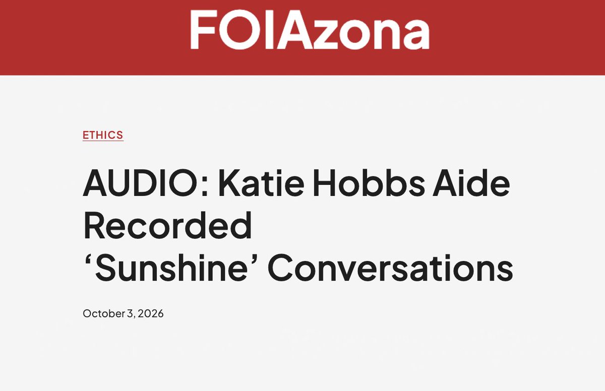 AZBrianAnderson's tweet photo. SCOOP 🚨
It took over a year for @KatieHobbs to admit these existed, but I found secret MP3 recordings of Hobbs talking about the Sunshine corruption investigation.
What else did Hobbs record? And do investigators know these exist?
https://t.co/IjjI1G1LtW #AZGov https://t.co/GJYPh6n6Z6