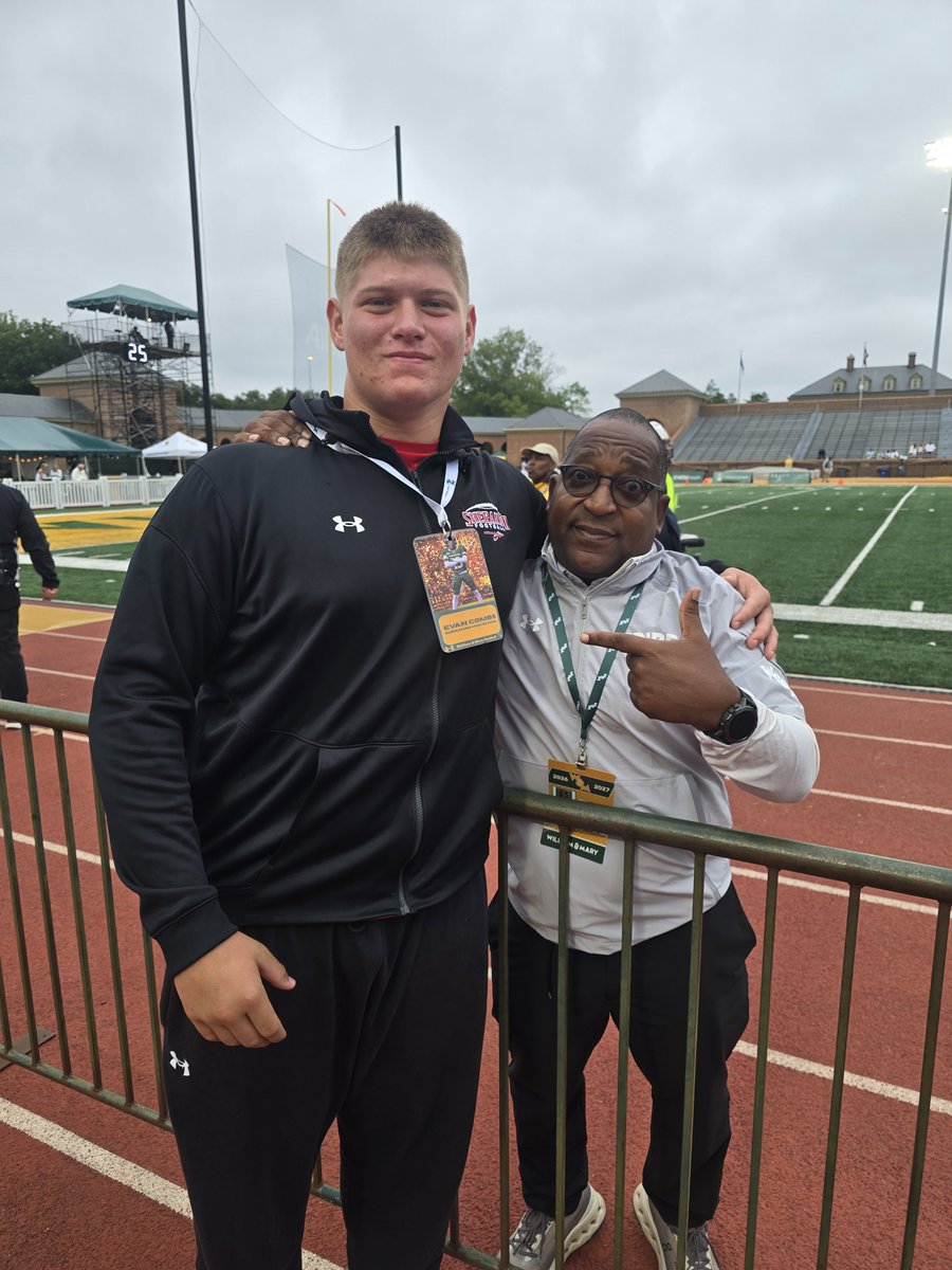 Evan_Combs_28's tweet photo. Incredible Game Day Experience at William & Mary! 🏈
Huge thank you to the coaches & staff for the hospitality & opportunity to experience the Tribe up close. We were extremely impressed with the culture, teamwork, facilities & the atmosphere at W&M.
Always great seeing Coach London, Coach Carter & Coach Maloney & all the Staff. It was also great meeting Greg Zickafoose & Jason Simms and catching up on NoVa sports.
Grateful for the opportunity and getting to see the Tribe! @WMTribeFootball
@CoachMikeLondon
@DLRunStoppers
@coachblackstock
@coachmmaloney
@SherandoFball @Coach_Rohrbaugh
@CoachDukeman78
@combsbigmike
@VAPrepsRivals
@PrepRedzoneVA
@PrepRedzoneMD
@WillVapreps 
@Spotlight39_Pod 
@BlueChipsFB @DAWGHZERECRUITS @NPCoachZim 
@tdhald 
@rivals
@on3
@247sports
@247recruiting
@sixstarfootball