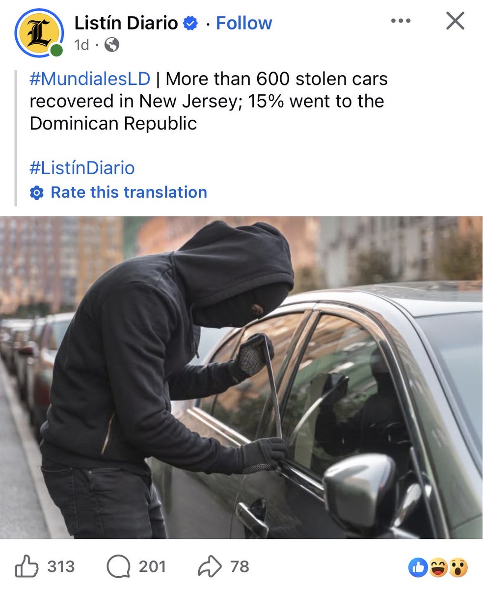 iam_JC1's tweet photo. Dominicans are stealing cars in New Jersey. https://t.co/wXU9MCU9r1