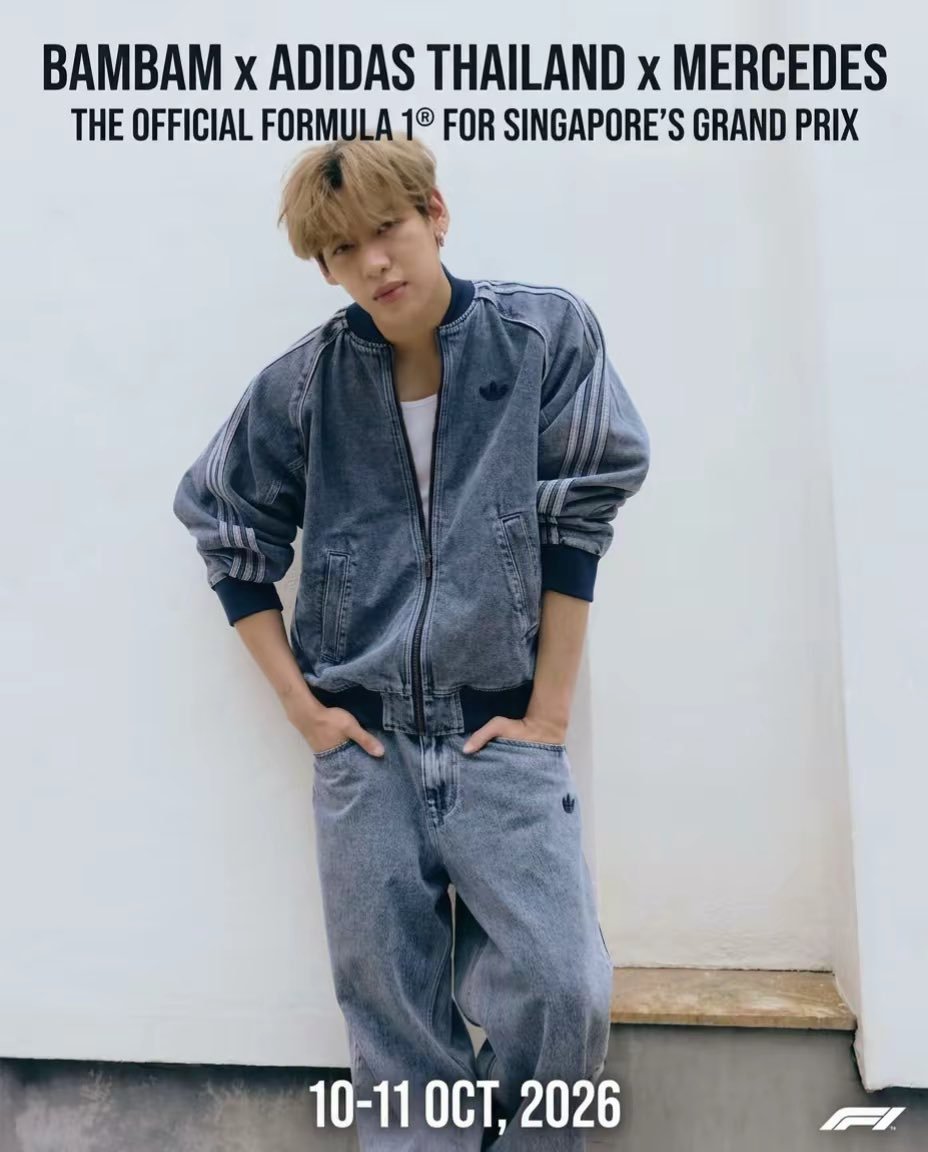 spinorbinmusic's tweet photo. BamBam bringing FIRE to adidas Thailand x Mercedes F1 Singapore Grand Prix October 10-11 and we are COMPLETELY LOSING IT! 😱🔥✨ 

Our king's presence is absolutely LEGENDARY! 👑💚 #BamBam #뱀뱀 #F1Singapore #Mercedes #GrandPrix https://t.co/tbP3azasqa