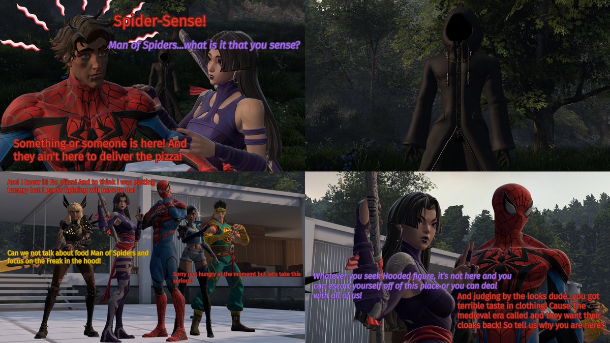 ZombieKevster2's tweet photo. Chapter 14 : The Encounter! #SpiderMan #Psylocke #SpiderSai #Ironfist #LunaSnow #Magik #PeniParker #SpiderMan2099 #TheHooded #comic #story #MarvelRivals #3D #sourcefilmmaker https://t.co/WJOSDZuSbm
