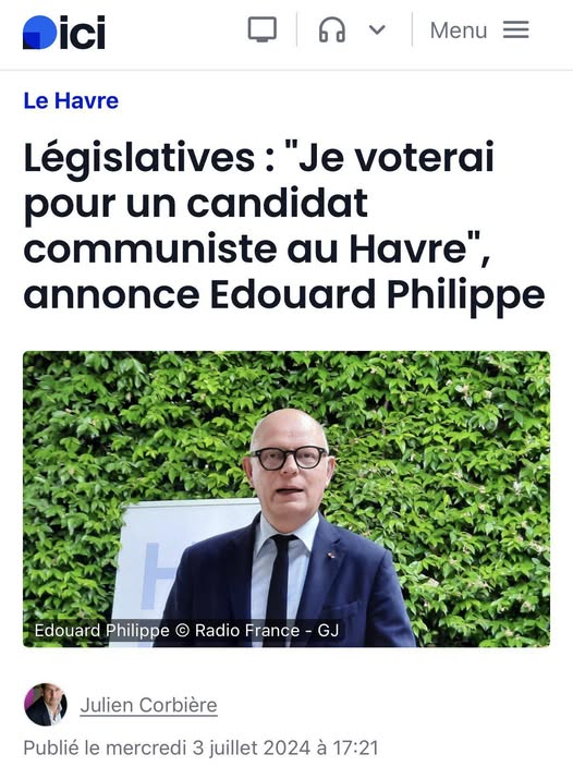 Dormez_Dormez's tweet photo. @ArnaudRobinet @RNational_off Qui est Edouard Philippe ?! #Reims
- Premier ministre du 15 mai 2017 au 3 juillet 2020
- La vidéo date de Juin 2020 #Covidiot
- Allié des #communistes
- Allié de #LFI antisemite https://t.co/3WnC5Lr4LH