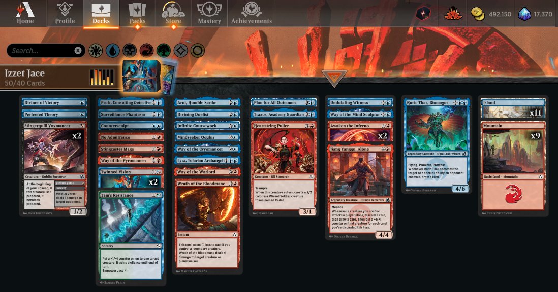 AlfaceVerde's tweet photo. #5🏆 de REALITY FRACTURE
Izzet Jace 4-1
Deck focado em draw, vantagem de cartas é crucial neste formato, muitas partidas ganha quem tiver mais gás pra queimar.
#mtg #magicthegathering #mtga #magicarena #realityfracturemtg #mtgrealictyfracture #mtgfra #framtg https://t.co/fCnZ89oCWD