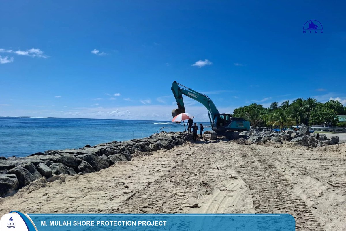 MTCCPlc's tweet photo. Project Update: Construction of Shore Protection Structures at M. Mulah -Phase 2

Revetment profiling works are currently ongoing at the project site.

Follow more updates at: https://t.co/RjAFCf3rnI

#MTCCProjects #TeamMTCC #RayyithungeKunfuni #GaumuBinaakurumugaaMTCC https://t.co/ZNtQzuzOKT