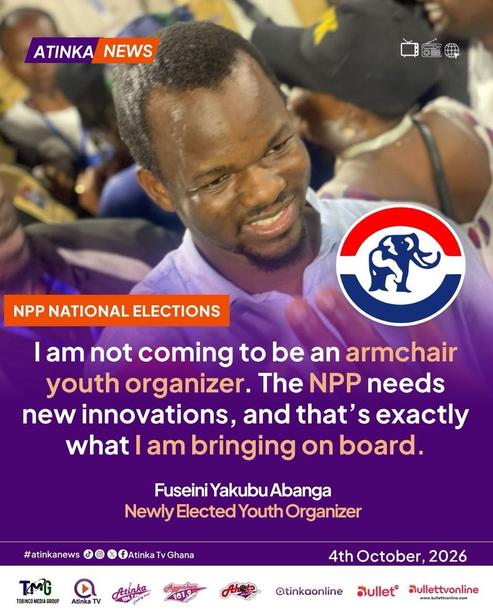 atinkatvgh's tweet photo. l am not coming to be an armchair youth organizer. The NPP needs new innovations, and that's exactly what I am bringing on board. — Fuseini Yakubu Abanga

#TMG
#AtinkaTv
#BulletTvGh
#NPPDecides
#NPPNationalElection https://t.co/aAhSP0GSOJ