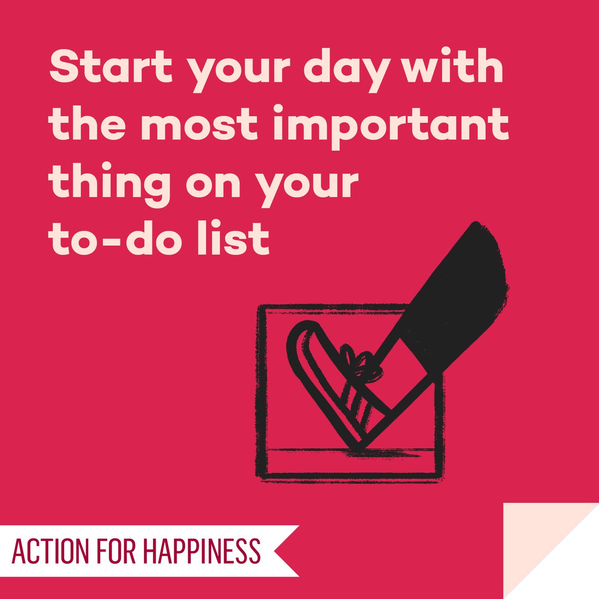 actionhappiness's tweet photo. Optimistic October - Day 4: Start your day with the most important thing on your to-do list https://t.co/Zwx28pfkXB #OptimisticOctober https://t.co/R01jGMwwWd