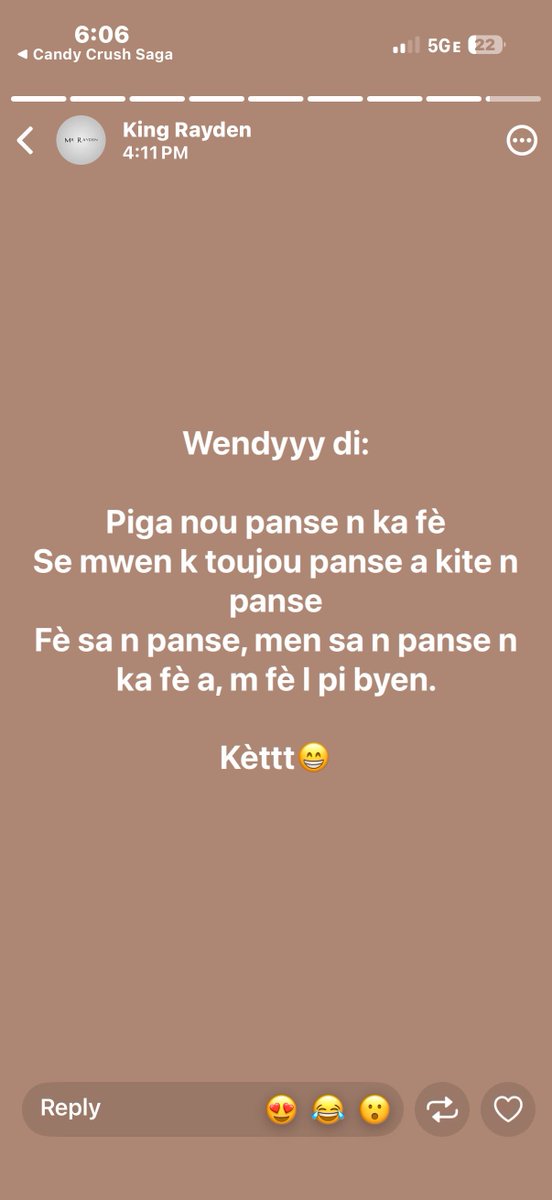 mr__rayden's tweet photo. Wendyyy g on jan l jwe ak mo yo
Misye fè diferans lan nan tout sans🐜🔥 https://t.co/7yZapb0bpl