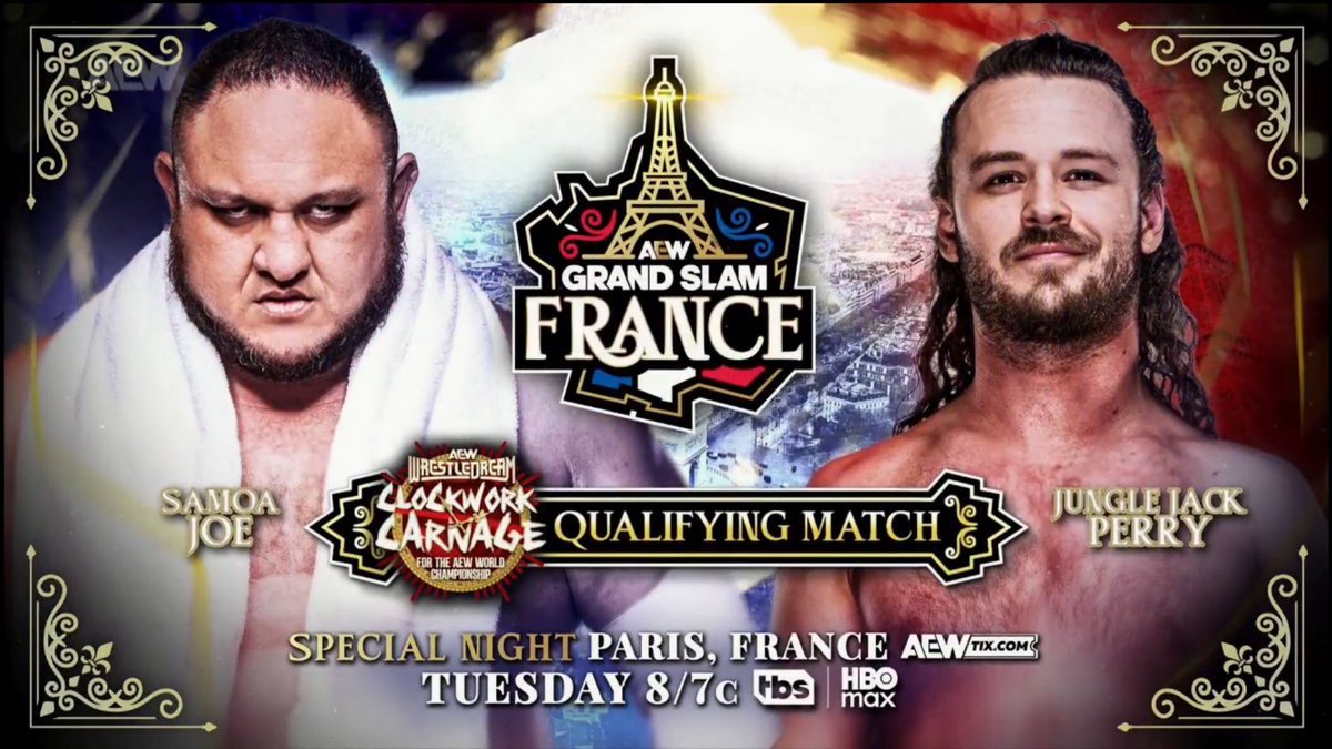 Fightful's tweet photo. Officially added to AEW Grand Slam France:
- AEW Women’s World Title: Mercedes Moné (c) vs. Queen Aminata
- TNT Title: Darby Allin (c) vs. Kyle Fletcher
- Bandido (c) vs Kofi for the ROH Men’s World Title
- Clockwork Carnage Qualifying Match: Samoa Joe vs. Jack Perry

#AEWGrandSlamFrance