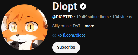 ivycomb's tweet photo. Since I've seen them get a recent boost in popularity, you should know Diopt's entire channel is built on AI generated music and artwork. 

The vast majority of the artwork on the channel is AI generated with clearly visible errors and inconsistencies, and all of the music is too