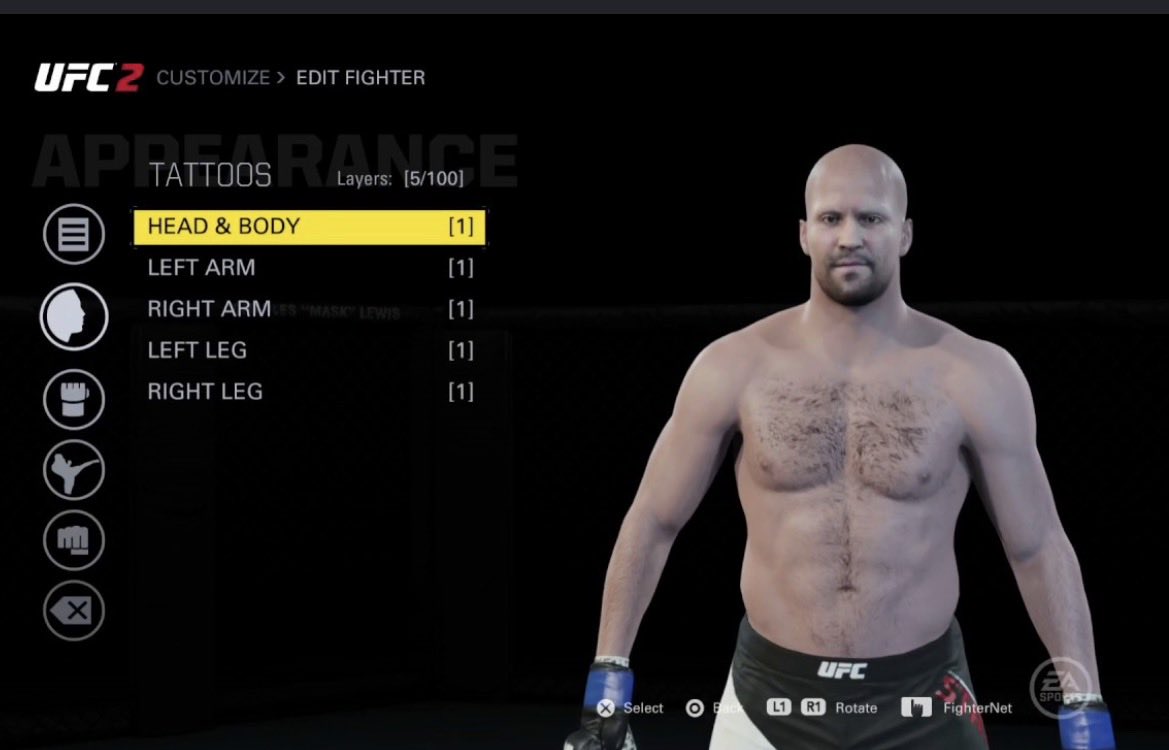 mi77en's tweet photo. Talbott’s tattoos look awful. Looks like UFC 2 create-a-fighter and adding generic tattoo templates to your fighter. #UFC332 https://t.co/7nmZAN7y2Q