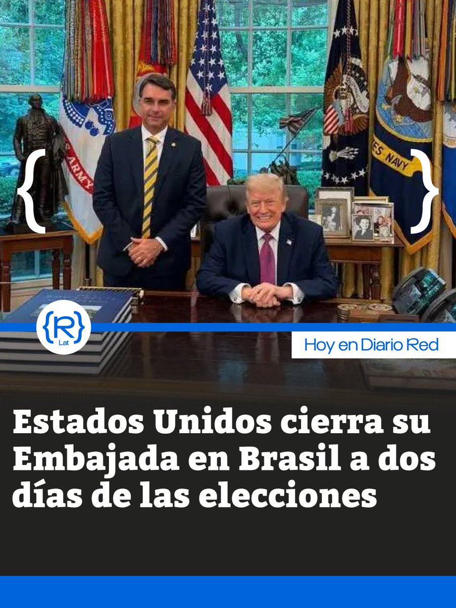 DiarioRedAmLat's tweet photo. 🇧🇷 Estados Unidos cierra indefinidamente su Embajada en Brasil a dos días de las elecciones

Estados Unidos afirmó que la medida era necesaria para garantizar la seguridad de sus ciudadanos. En la práctica, éste es un nuevo intento de injerencia electoral del Gobierno de Donald Trump para favorecer al candidato ultraderechista.

https://t.co/jaObxOT008