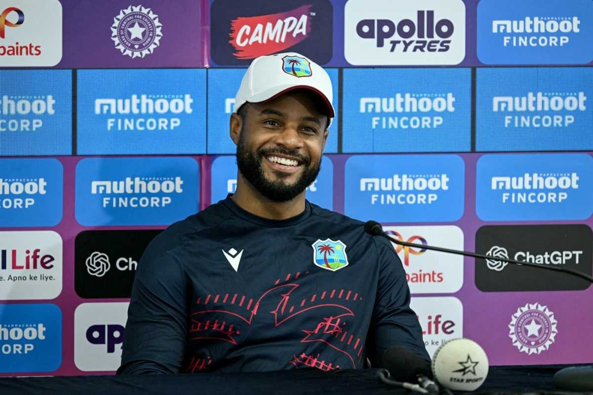 CricCrazyJohns's tweet photo. SHAI HOPE CREDITS MS DHONI 🐐 

"I had a great chat with the Great man MS Dhoni, who told me you always have more time than you think. So we tried to break the chase down". https://t.co/q2HoeG2DOD