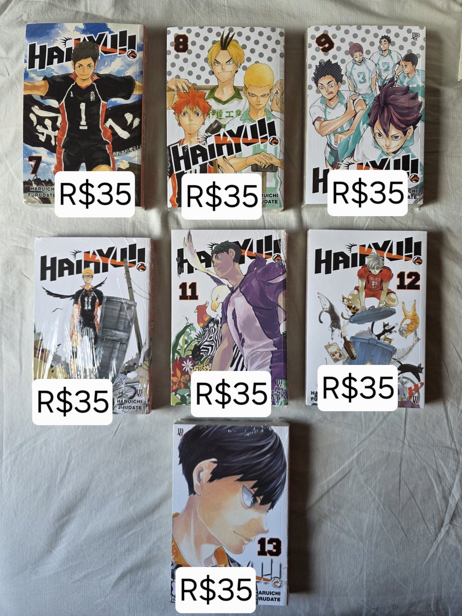itsworldyeol's tweet photo. Haikyu!! 
Volumes do 1 ao 13 
1,2 e 3 abertos para leitura, excelente estado
4 ao 13 LACRADOS
Valores na imagem + frete 
Faço desconto para o combo completo + postais da assinatura pré venda. https://t.co/PKlHg2sCIa