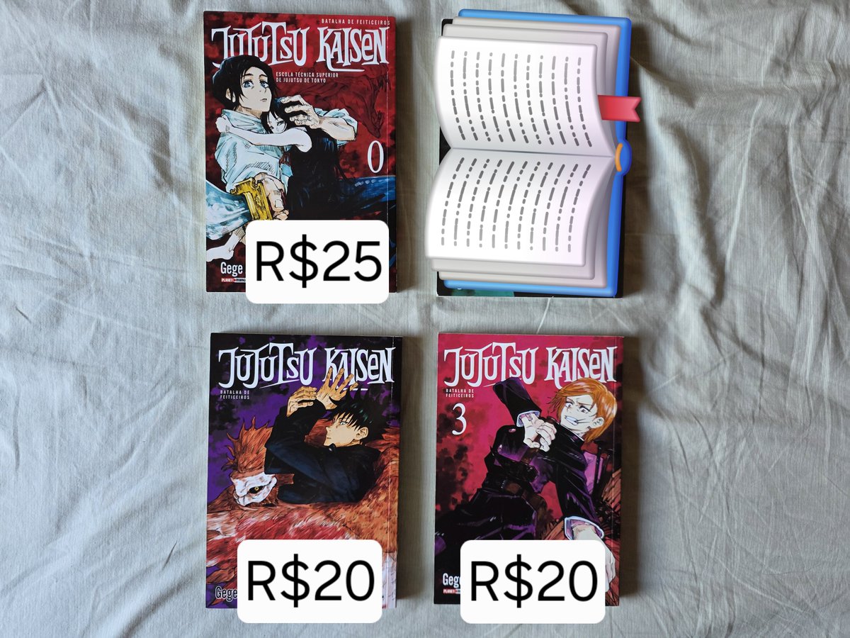 itsworldyeol's tweet photo. JUJUTSU KAISEN 
Volumes 0 ao 13
Excelente estado, acompanham brindes de seus respectivos volumes 
Valores na imagem + frete.
Faço desconto no combo completo + brindes https://t.co/J6EWjgDfyv