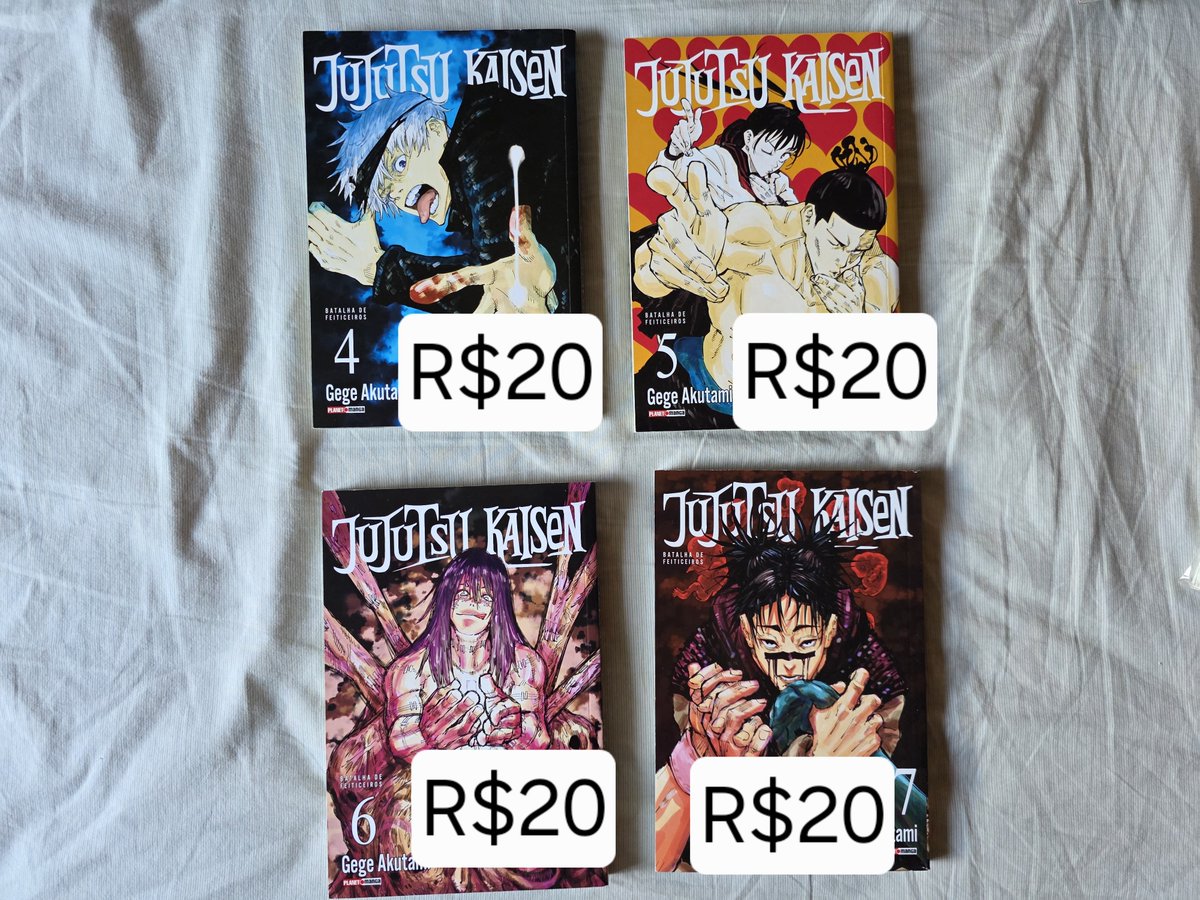 itsworldyeol's tweet photo. JUJUTSU KAISEN 
Volumes 0 ao 13
Excelente estado, acompanham brindes de seus respectivos volumes 
Valores na imagem + frete.
Faço desconto no combo completo + brindes https://t.co/J6EWjgDfyv