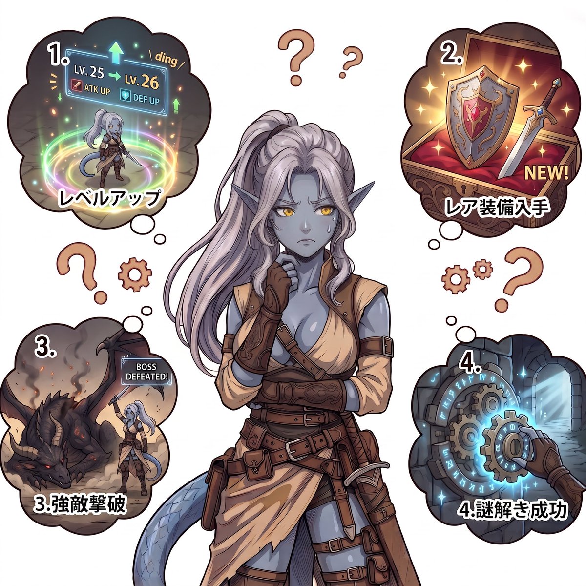 EnTrpg93077's tweet photo. Question for the #TTRPGCommunity &amp; RPG lovers! 
 
What moment gives you the absolute best rush in an RPG?
 Leveling up &amp; unlocking new skills
 Scoring rare loot &amp; equipment
 Defeating a brutal boss
Cracking a tough puzzle
Drop your choice below (or tell us what tops them all) https://t.co/Yw9M7dT3yF
