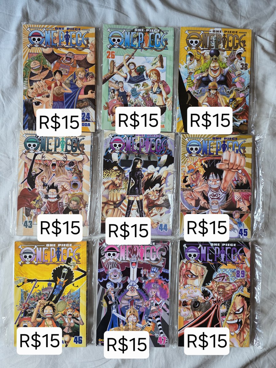 itsworldyeol's tweet photo. ONE PIECE 
Volumes variados
Exelente estado, salvo exceções pontuais de um ou outro volume antigo com lateral amarelada (mando detalhes a quem interessar) 
Valores na imagem + frete https://t.co/FXy7Nk0c3A