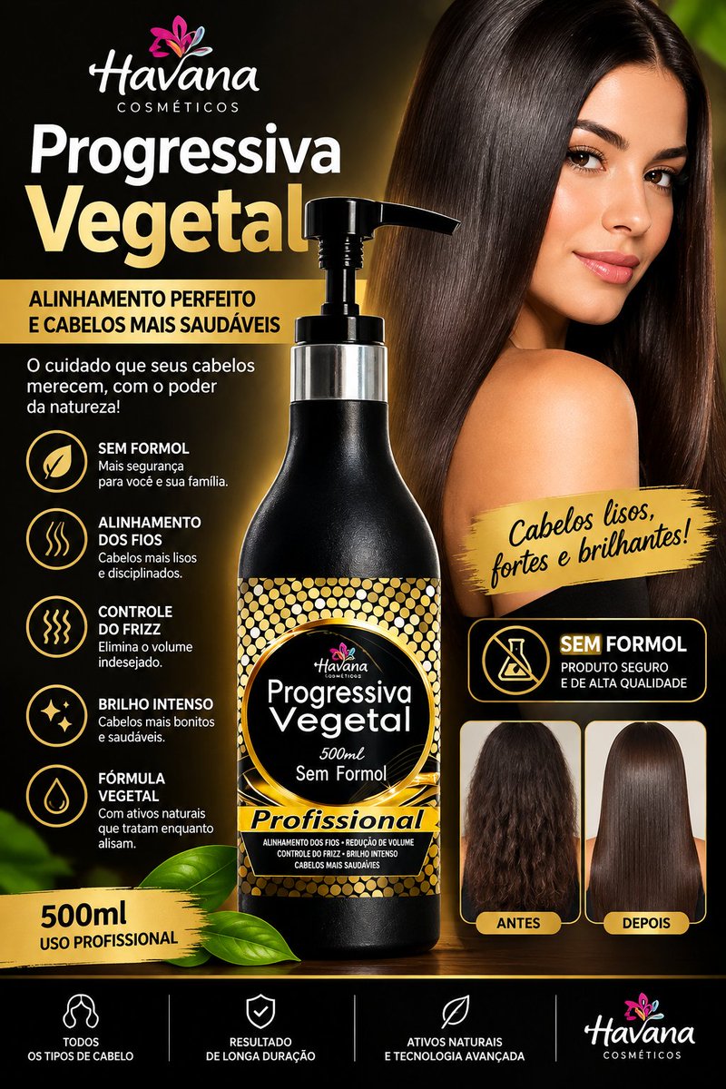 seushoppingofc's tweet photo. 🌿 Progressiva Vegetal Havana 500ml
Linha profissional, sem formol, para alinhamento dos fios, controle do frizz e redução do volume. ✨

🔥 Por apenas R$ 150
🛒 Compre agora:  
https://t.co/GeeUPorbhs https://t.co/glHNhxc8yQ