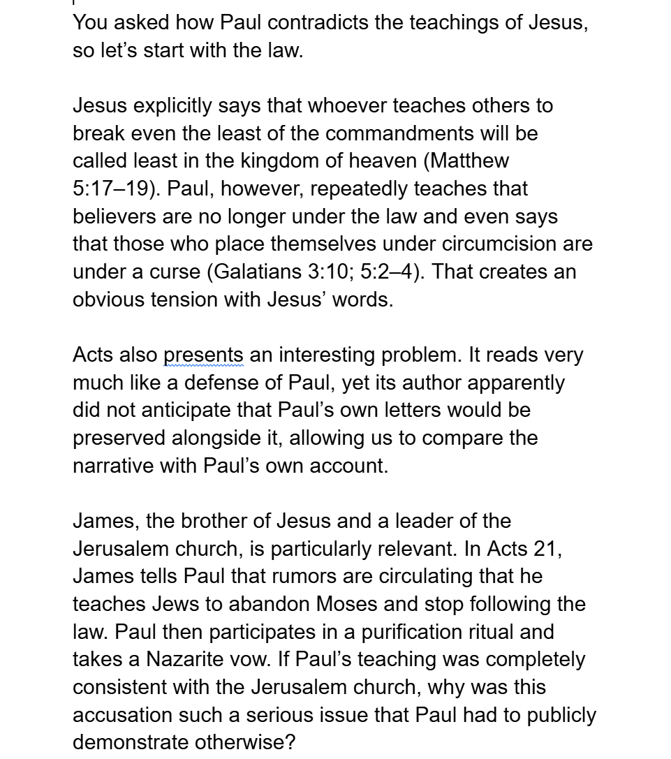 lon2yd's tweet photo. @Ash_XBlahBlah @7signxx Jesus literally said that whoever teaches others to set aside even the least of the commandments will be called least in the kingdom of heaven. 

Paul taught that the law was no longer binding and even spoke of the law in terms of a curse.

Paul’s name means least, small lol. https://t.co/ADqxkoFaLr