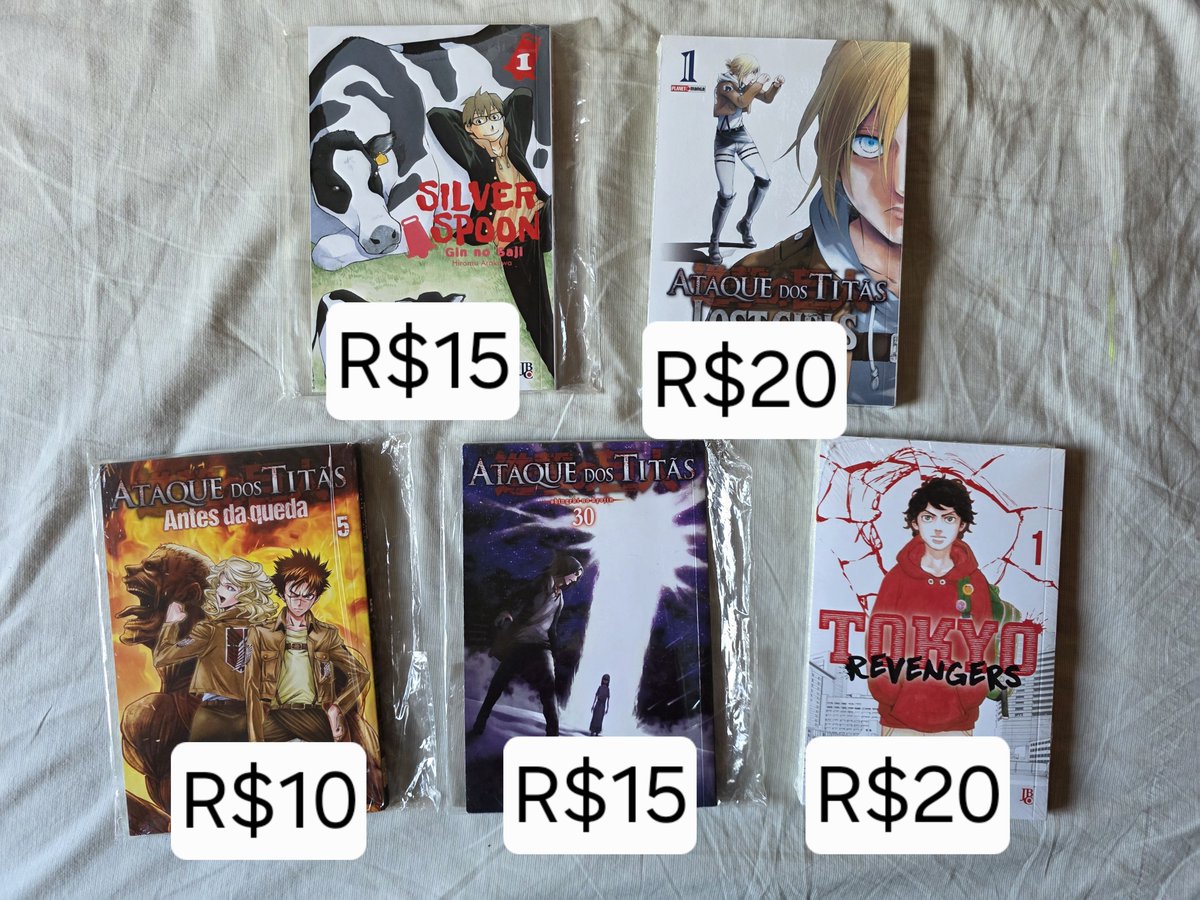 itsworldyeol's tweet photo. VOLUMES VARIADOS
Demon slayer vol. 1 
Atack on titan vol. 30
Ataca on titan antes da queda vol. 5
Lost Girls vol. 1 LACRADO
Tokyo revengers vol. 1 LACRADO 
Gin no saji vol. 1
Excelente estado 
Valores na imagem + frete https://t.co/V1AnxAzTvc
